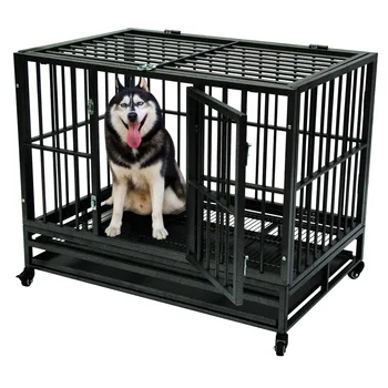 Kalın Paslanmaz Çelik Katlanır Köpek Kafesi Evcil Hayvan Kafesleri