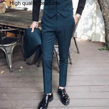 2023 Moda Erkek Bahar Yüksek Kaliteli Pamuk takım elbise Pantolon erkek Giyim / Erkek İngiliz Tarzı Rahat pantolon