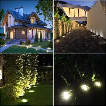 Güneş yeraltı ışıkları açık bahçe ışıkları su geçirmez villa bahçe dekoratif paslanmaz çelik çim lambası gece otomatik ışık