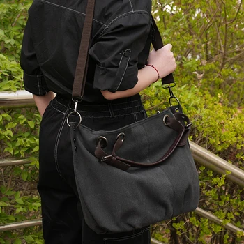 Kadın omuzdan askili çanta Katı Tuval Crossbody Çanta Büyük Kapasiteli postacı çantası Vintage Ayarlanabilir Omuz Askıları Debriyaj Çanta