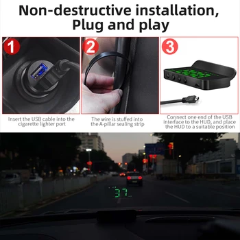 M1 GPS HUD Araba Head Up Display Gps Hız Göstergesi Pusula Aşırı Hız Alarmı Yorgunluk Sürüş araç ön camı alarmı Projektör