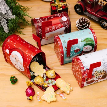 Noel Posta Kutusu Şeker Kek Bisküvi Demir Kutuları ve Ambalaj Noel Baba Noel Süsler Çocuklar Hediye Yeni Yıl Ev Dekorasyon