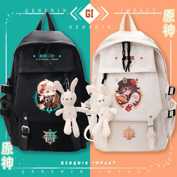 Genshin Darbe Xiao Klee Oyunu Çünkü Antik Stil Sırt Çantası Anime Zhongli Gan Yu Havalandırma Okul Öğrenci Moda omuz çantaları Hediyeler