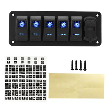 Rocker Anahtarı Paneli LED Voltmetre Çift USB AÇIK Kapalı Anahtarı Paneli Yat Kamyon RV için