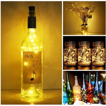 LED şarap şişe ışıkları Mantar İle 1-3M LED mantar ışıkları Peri Mini Dize ışık Likör Şişeleri İçin El Sanatları Parti Düğün Dekorasyon