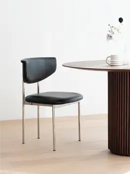 Modern İskandinav basit ışık lüks kumaş ev restoran paslanmaz çelik yemek sandalyesi tasarımcı çalışma sırtlı sandalye