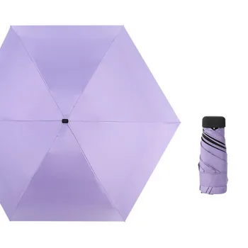 Cep Yağmur Şemsiye Güneş Yağmur Kadınlar Düz Hafif Şemsiye Şemsiye Katlanır güneş şemsiyesi Mini Şemsiye Seyahat için Küçük Boy