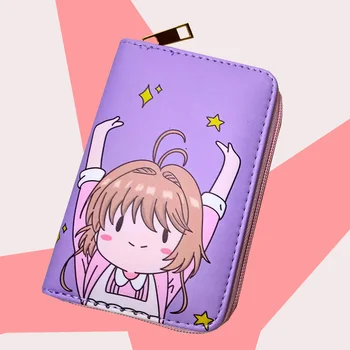 Cardcaptor Sakura Kadın Kart Captor Sakura küçük cüzdan Fermuar Kadın bozuk para cüzdanı Değişim kart tutucu Çanta Anime Cartera Mujer