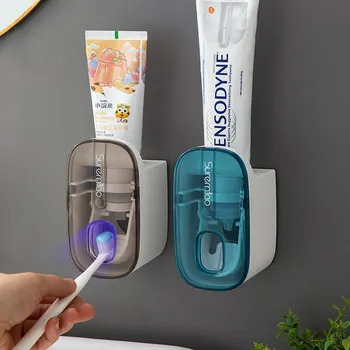 1 ADET Otomatik Diş Macunu Dağıtıcı Banyo Aksesuarları Duvara Monte Tembel Diş Macunu Sıkacağı Diş Fırçası Tutucu