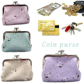 Retro kadın Bayan bozuk para cüzdanı çift katmanlı el çantası çiçek küçük cüzdan moda çanta