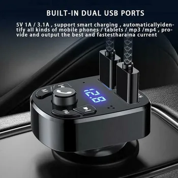 Araç kiti FM verici kablosuz Bluetooth 5.0 çift USB hızlı şarj cihazı LED ekran MP3 çalar