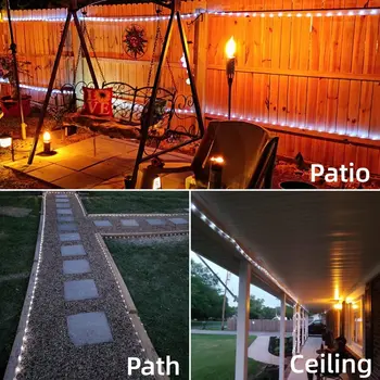 Güneş halat ışıkları açık su geçirmez, 33Ft 100 LED güneş halat ışıkları 8 modları ile, mavi halat ışıkları dış çit veranda havuzu