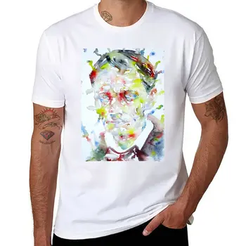 Yeni CHARLES BAUDELAİRE-suluboya portresi .4 T-Shirt Estetik giyim siyah t shirt kısa kollu t-shirt tee erkekler