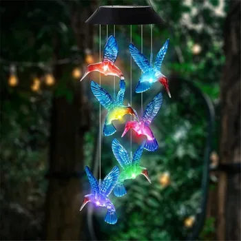 Güneş Hummingbird rüzgar Ahenge asılı lamba LED kelebek peri ışık veranda bahçe dekorasyon güneş ışığı açık peyzaj lambası