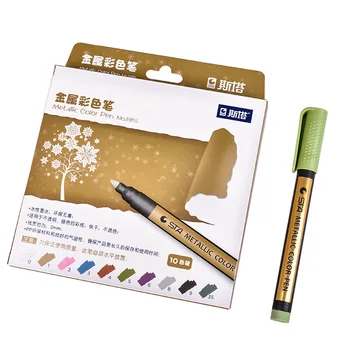 10 renkler / set Metalik İşaretleyiciler Boyalar Kalemler Sanat Yazı Belirteçleri Kağıt Taş Cam duvar kumaşı Scrapbooking Metal