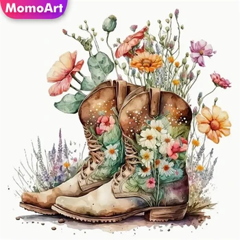MomoArt Elmas Nakış Ayakkabı Resim Rhinestones Mozaik Çiçek Boyama Çapraz Dikiş Manzara Duvar Dekor