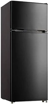RFR741-SİYAH Daire Boyutu - Üst Dondurucu - 2 Kapılı Buzdolabı - Ayarlanabilir Termostat Kontrolü-Siyah-7,5 Fit Küp