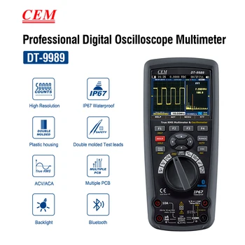 CEM DT-9989 2 in 1 Profesyonel 50,000 sayımlar True RMS Dijital Multimetre Osiloskop İle 320x240 TFT Renkli lcd ekran