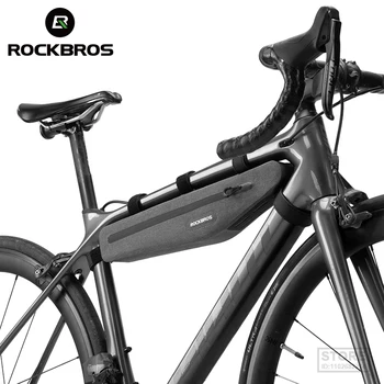 ROCKBROS 1.5 L Tam Su Geçirmez Bisiklet Çantası Ön Tüp Üçgen Uzatılmış Çift Fermuarlı Çizilmeye dayanıklı Bisiklet Çantası Bisiklet Aksesuarları