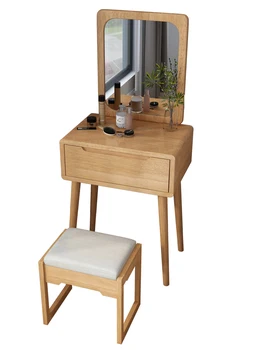 Iskandinav katı ahşap tuvalet masası Küçük Daire Japon Minimalist Dresser Yatak Odası makyaj tuvalet masası depolama dolabı