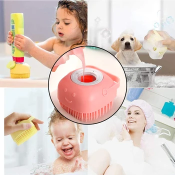 Çok fonksiyonlu Banyo Fırçaları Şampuan Kabı ile Yumuşak Silikon Masaj Yıkayıcılar Duş Temizleme Araçları Banyo Aksesuarları