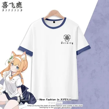 Anime Mavi Arşiv-Iochi Marī Kapşonlu T-Shirt Şort Cosplay Kostüm Öğrenci Yaz Unisex Gevşek Haori Gömlek Tops