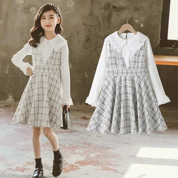 Koreli çocuk Giyim 2023 yaz giysileri Seti Genç Kız Tek parça Elbise + Genç Kız Kazak Elbise Kız 2 Parça Setleri