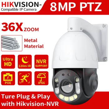 ASZHONGA 4K 5MP POE Güvenlik IP Kamera Açık HD 36X Optik Zoom PTZ CCTV Gözetim Kamera Gece Görüş H. 265 360° Rotasyon