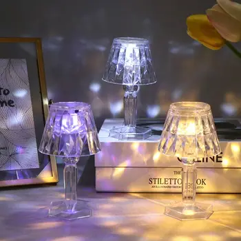 LED Elmas Gece lambası Mini LED Kristal masa lambası Restoran Yatak Odası Bar Dekorasyon Masa atmosfer ışığı Dollhouse masa lambası