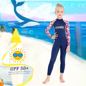 Çocuklar Kayak dalgıç kıyafeti Neopren Wetsuit UV Koruma Çocuk Su Sporları Tek parça Uzun Kollu UV Koruma Mayo