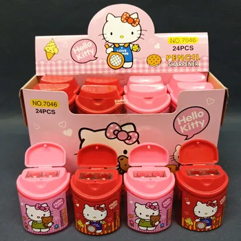 48 adet Sanrio Kawaii Hello Kitty Kuromi Cinnamoroll Çift Kalemtıraş Öğrenci Mini Kalemtıraş Kırtasiye Toptan