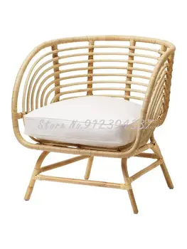 ıns rattan kolçaklı kanepe sandalye ev oturma odası balkon sandalye basit tekli koltuk tembel tasarımcı
