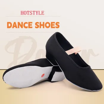 Kadın Yumuşak Süet Taban Bale Dans Ayakkabıları Yetişkin Kızlar Öğretmenler Uygulama Balo Salonu Cha-Cha Latin Kapalı Dans Ayakkabıları Siyah 3cm Topuk