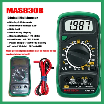MASTECH MS830B MS830L MS838 Dijital Multimetre Ekran 2000 sayım; Süreklilik Buzzer daha az 70 ±30ωdüşük Pil Göstergesi.