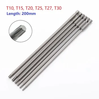 Torx Alaşımlı Çelik Tornavida Bit T15 T27 1/6 adet 200mm Sanayi Manyetik Torx Süper Sert Marka Yeni Dayanıklı Yüksek Dereceli