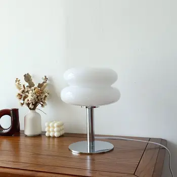 Italyan Tasarımcı Cam Yumurta Tart Masa Lambası Yatak Odası Başucu Çalışması okuma ledi Gece Lambası Ev Dekor Atmosfer Lekeli masa lambası