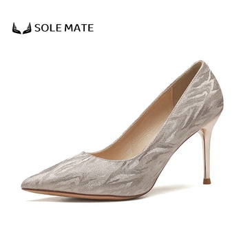 Fransız Joker Payetli yüksek topuklu ayakkabılar Xiuhe Düğün Ayakkabı Moda Ziyafet Sivri Mizaç Ayakkabı Kadın