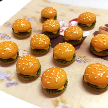 10 Adet Reçine Yuvarlak Simülasyon Burger Aksesuarları Minyatür Gıda Oyun Mini Süpermarket Gıda Buzdolabı Sticker Modeli Süs
