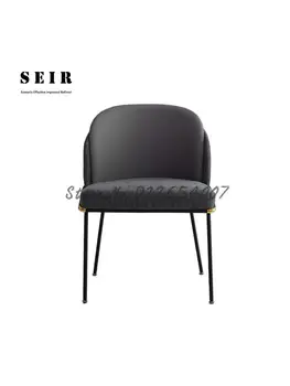Yemek sandalyesi deri Nordic ışık lüks ev Metal basit Ve rahat arkalığı tasarımcı restoran satış departmanı