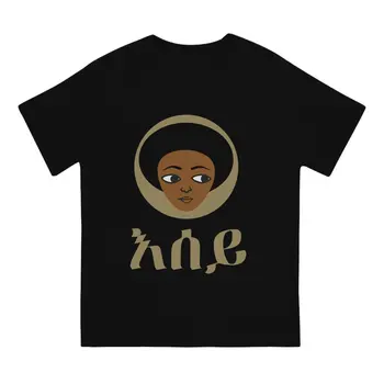 Amharca Eritre erkek T Shirt Etiyopya Çapraz Sanat Etiyopya Vintage Tees Kısa Kollu Yuvarlak Boyun T-Shirt Saf Pamuk Grafik Tops