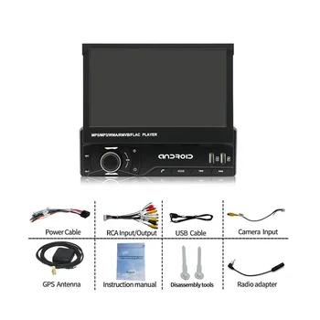 Tek Din Dokunmatik n Araba Stereo Carplay, 7 İnç Motorlu Flip Out Kafa Ünitesi, Ayna Bağlantı o Alıcı FM / AM USB