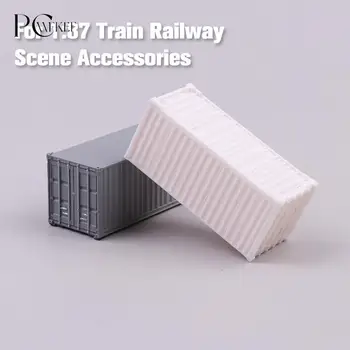 1: 87 Ölçekli Konteyner Modeli 20 Feet yük vagonu Tren Demiryolu Sahne Düzeni Diorama Aksesuarları