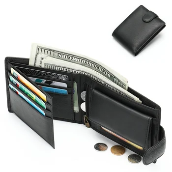 Rahat Moda deri cüzdan Erkekler İçin RFID Fonksiyonel bozuk para cüzdanı İnce Kısa cüzdan Gerçek Cowskin Erkek hediye çanta erkek