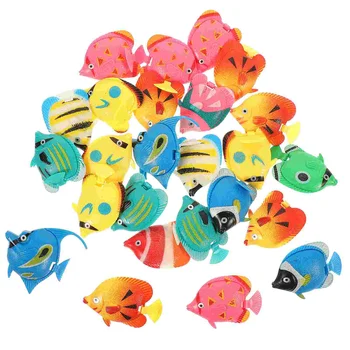 25 Adet Dekor ev balık figürü dekoratif akvaryum küçük plastik güzel gerçekçi sahte