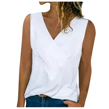 Yaz Yeni Rahat Kısa Kollu Slim Fit Dikiş V Yaka Düz Renk T-Shirt Kadın Kırpılmış Y2k Üstleri Sevimli Tank Top Lüks