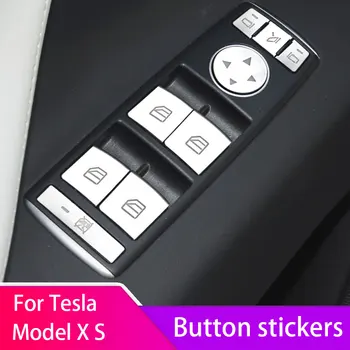 Kapı kol Dayama Pencere Anahtarı Düğmesi Trim Tesla Modeli X S 2012-2020 Krom Gümüş 14ps