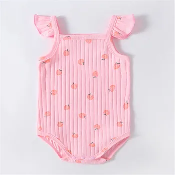 Yenidoğan Bebek Bebek Kız Pamuk Baskı Kolsuz Sevimli Romper Bodysuit Giysileri Bebek Kısa Kollu