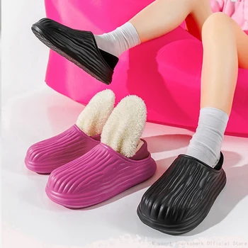 2023 Kış Artı Terlik Eva Su Geçirmez Kadın Ev Sıcak Kadın Ayakkabı Kapalı Açık Botlar Yumuşak Ekmek Ev pamuklu ayakkabılar