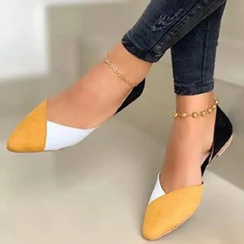 Kadın Flats rahat ayakkabılar Karışık Renk Konfor Balerin Tatil Kadın Ayakkabı Slip-On Sivri Burun Loafer'lar kadın düz ayakkabı