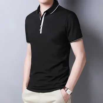 Moda Yaka Eklenmiş Düz Renk Gevşek polo gömlekler erkek Giyim 2023 Yaz Yeni Casual Kazaklar Tüm Maç Tee Gömlek